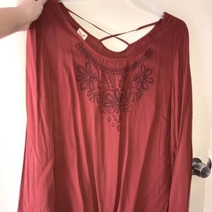 Burn orange long sleeve flowy blouse